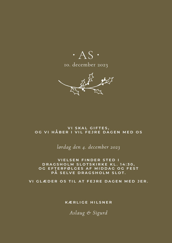 Invitationer - Aslaug & Sigurd Bryllupsinvitation